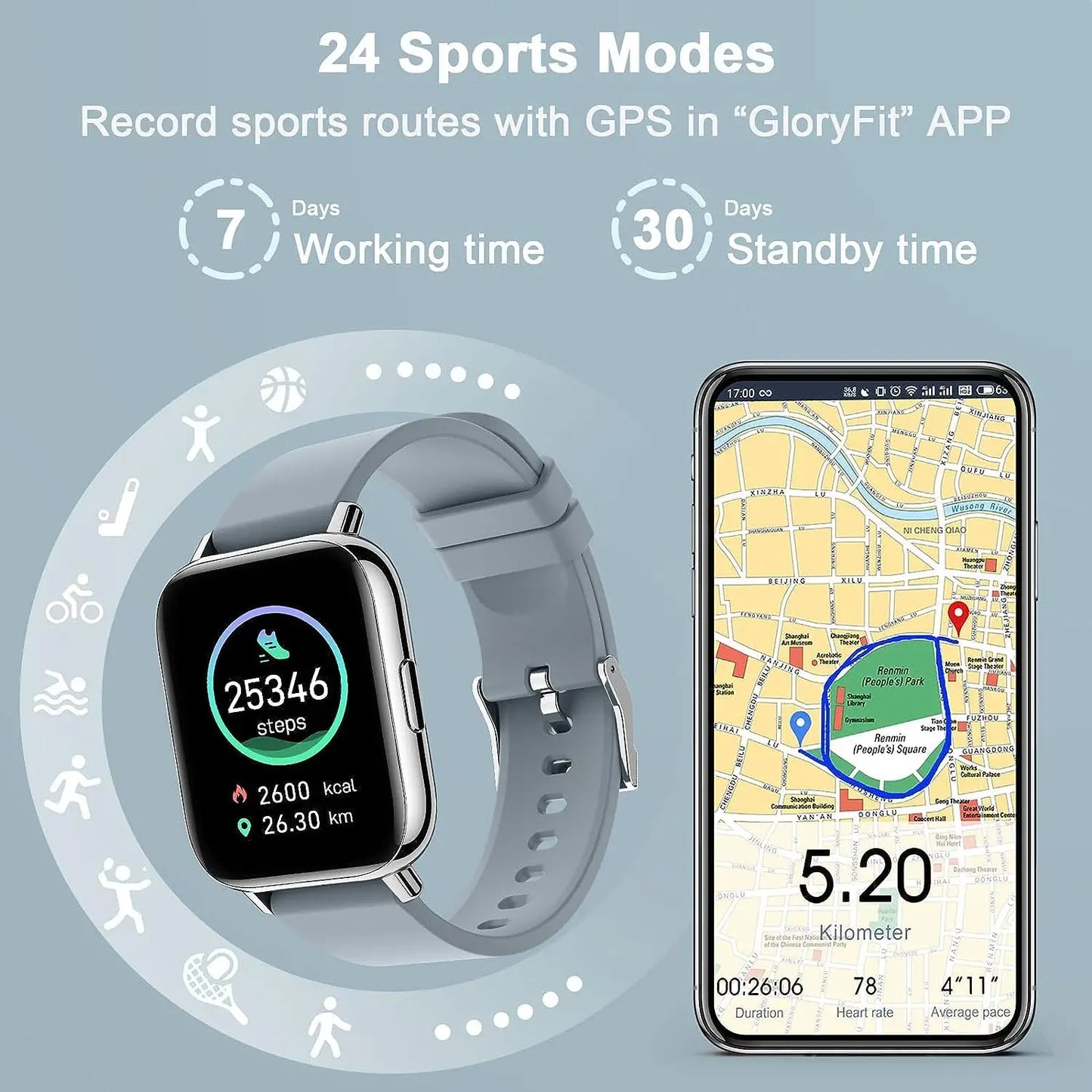 Touch Fitness Tracker Smart Watch