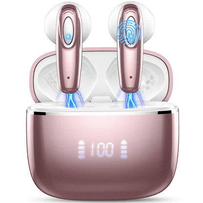 DRSAEC Wireless Earbuds, Bluetooth 5.3, 4 ENC Noise Canceling Mic, 40H LED Display Charging Case, IP7 Waterproof in-Ear Earbuds.